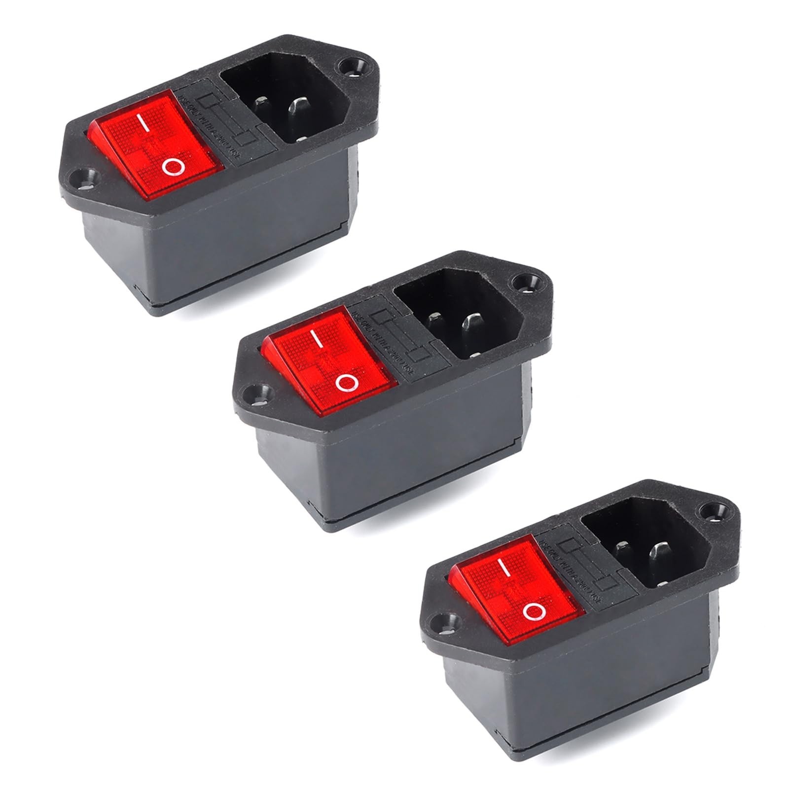 3Pcs AC-14-F16C Electrical Switch Power Socket with KCD4 10A Fuse 3 in 1 Inte…