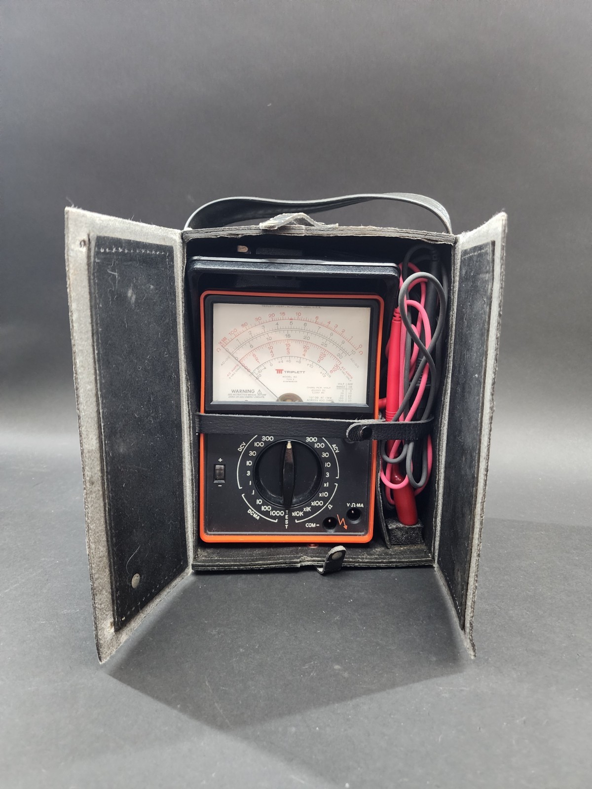 Triplett Model 60 Type 2 Handheld MultiMeter With C Clamp, Adapter Etc