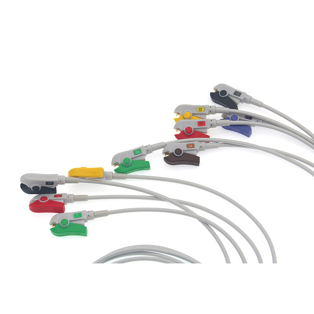10Lead ECG Lead Wire EKG Cable Banana/Clip Compatible with Nihon Kohden 2.5m 15P