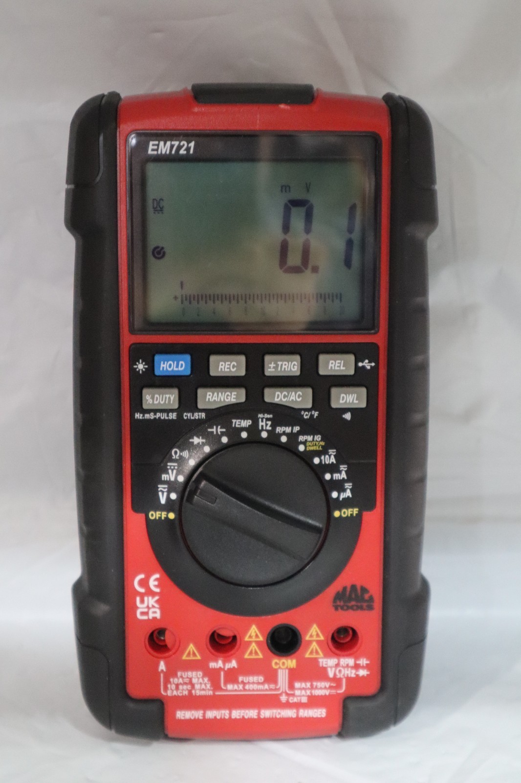 Mac Tools EM721 Digital Multimeter w/Original Case, Leads #20517R