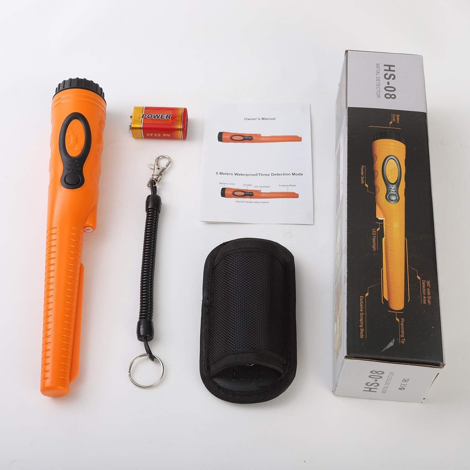 Fully Waterproof Pinpoint Metal HS08 Orange Pinpointer