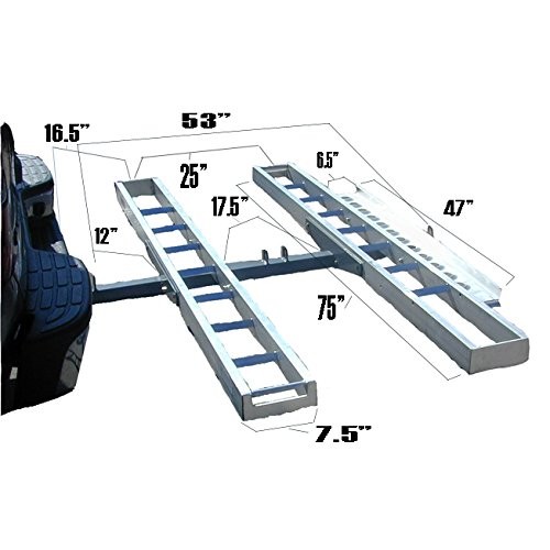 Double Motorcycle Dirt Bike Carrier 600lb Capacity Aluminum 75″ Track Length Ea