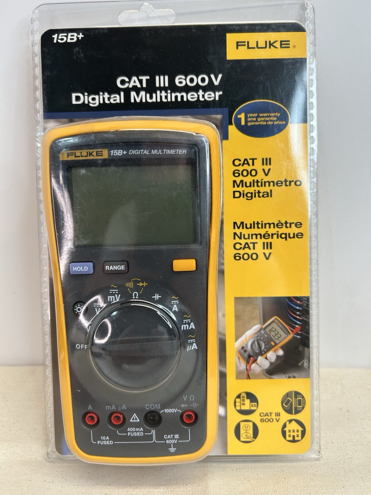 FLUKE 15B+ CAT III 600V Digital Multimeter 1000V/10A NEW~FACTORY SEALED