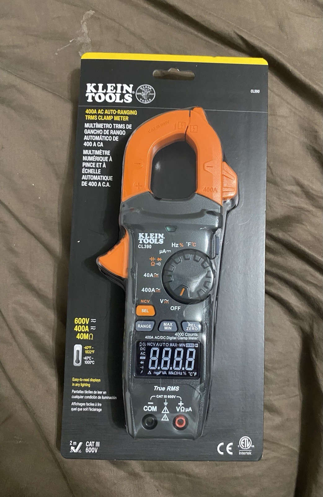 Klein Tools 400A Auto-Ranging TRMS Clamp Meter CL390