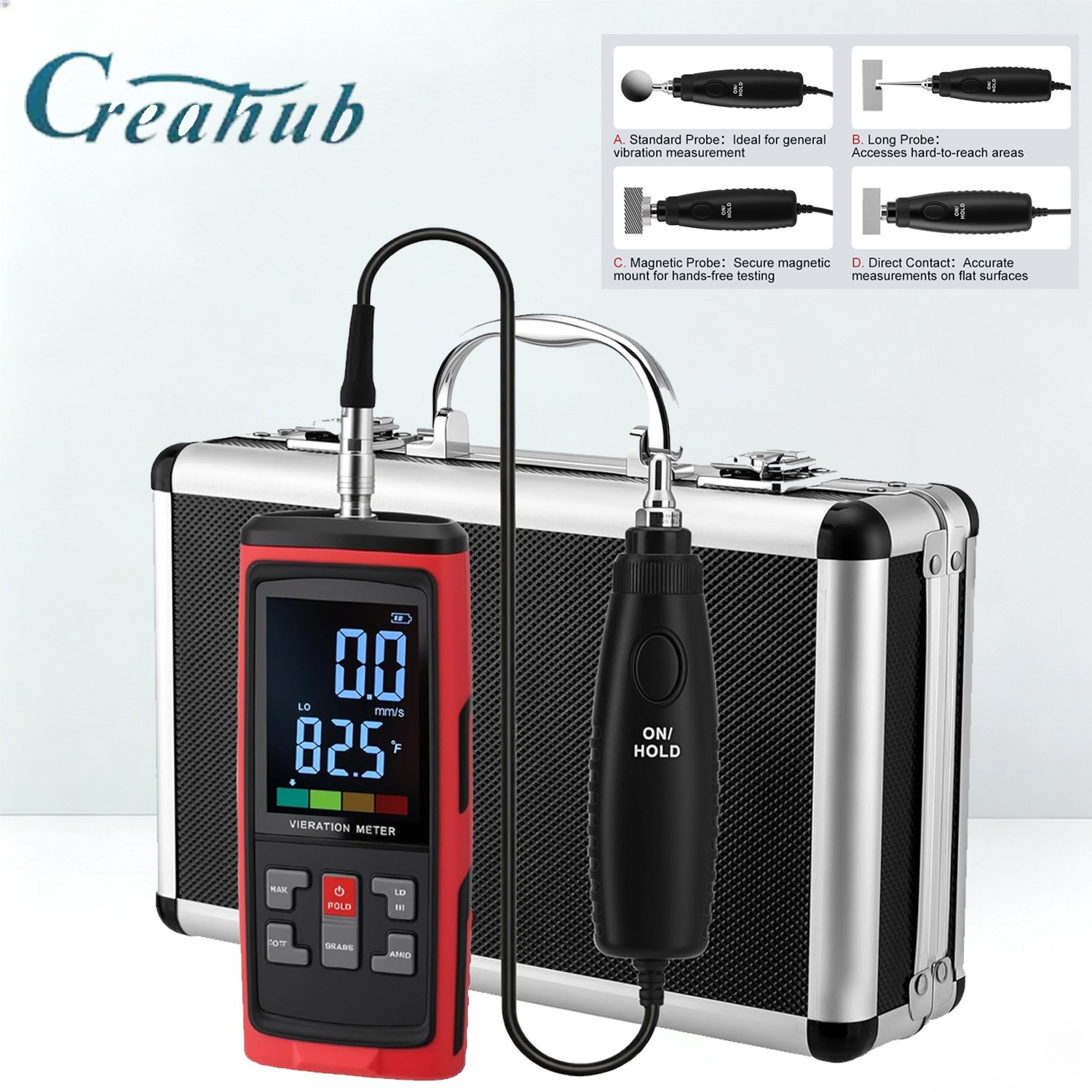 Digital Vibration Meter 3 Probe Vibration Analyzer Dual bands High-Precision US