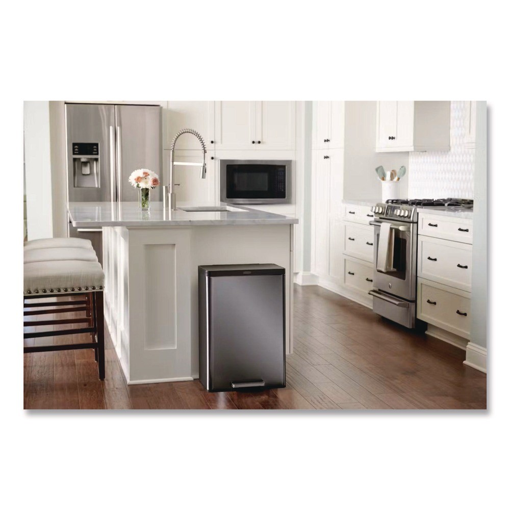 Rubbermaid 2112520 12 gal. Elite Step-On Trash Can – Charcoal S. Steel/Black New