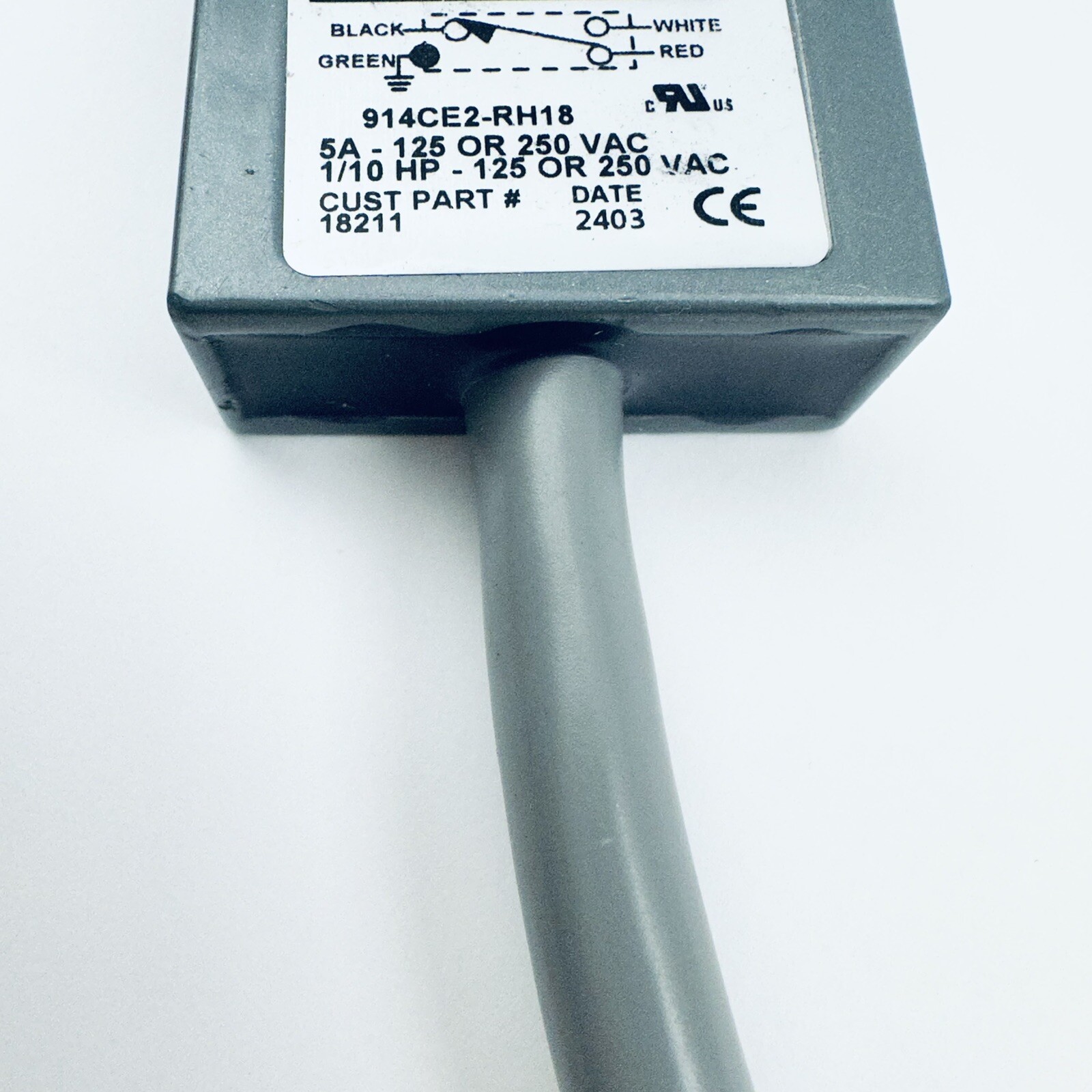 914CE2-RH18 LIMIT SWITCH 5AMP 125VAC/250VAC 1/10HP, (18211)