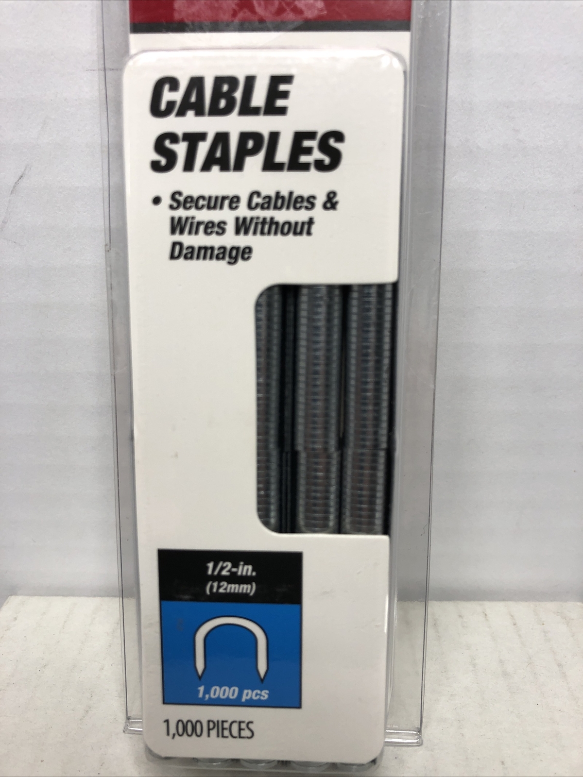 Cable Staples 1/2-Inch-Deep Round Crown Heavy-Duty 1000-Piece by Hyper Tough