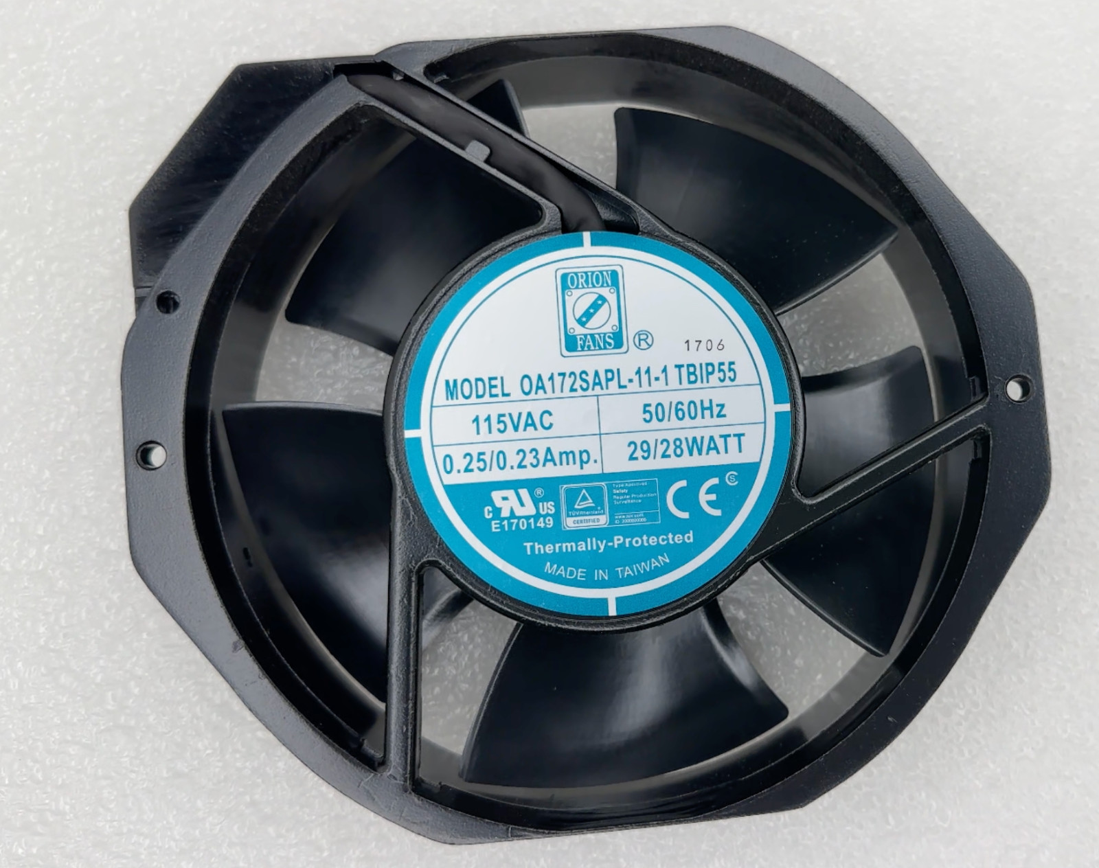 ORION FANS OA172SAPL-11-1 TB IP55 115 VAC 0.25/0.23Amp 29/28WATT Cooling Fan