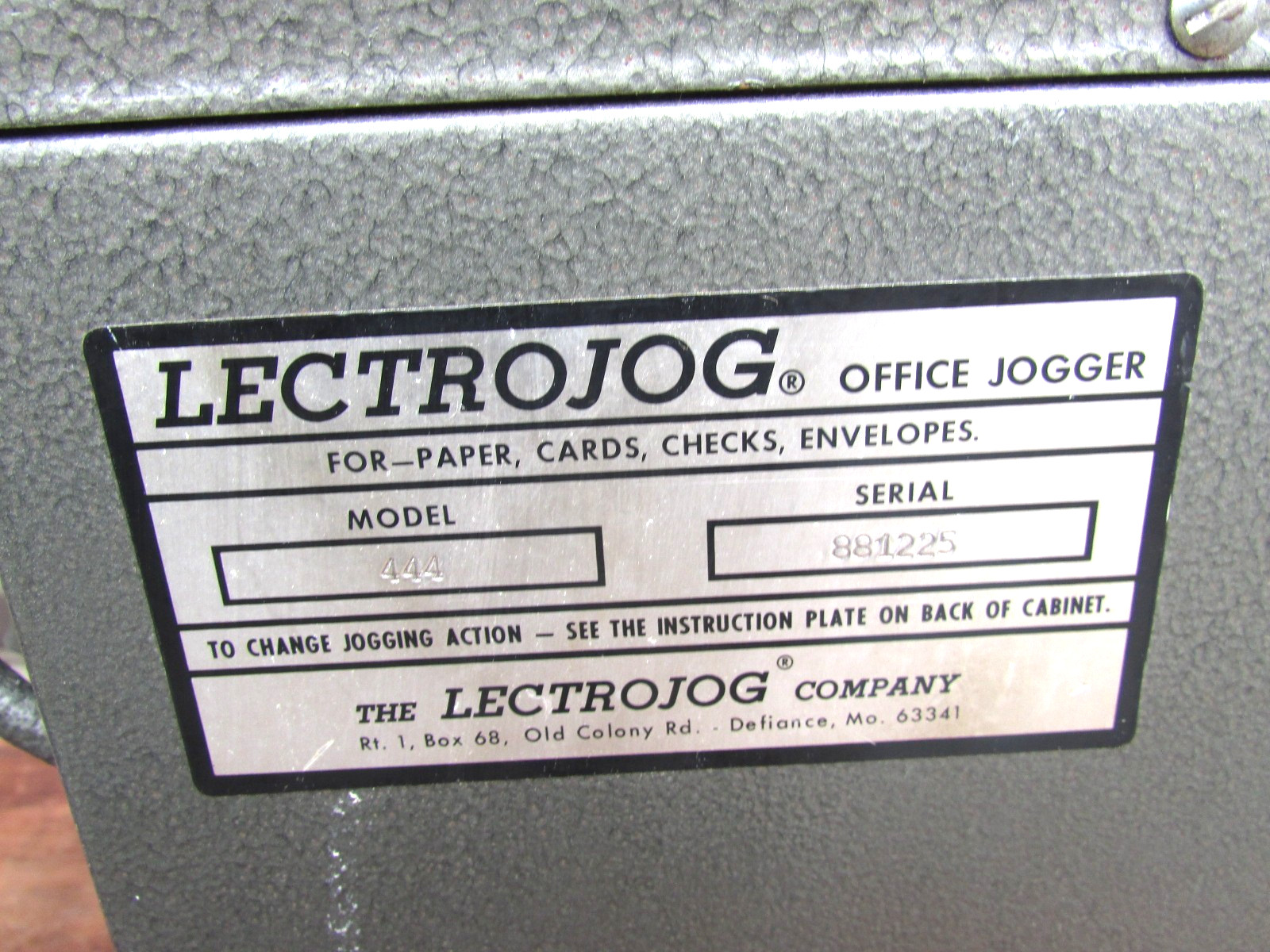 Lectrojog Model 444 Benchtop Tilt Rack Paper Handling Jogging Jogger