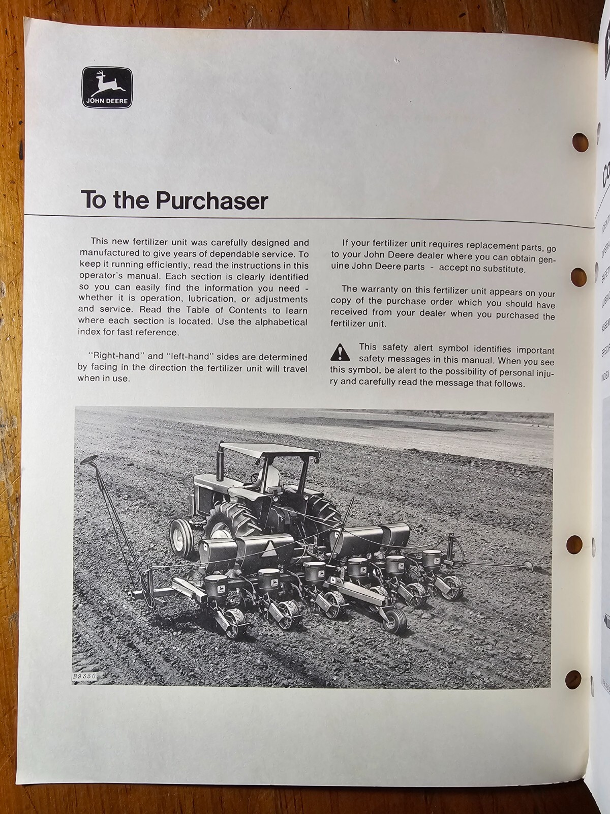 John Deere 451 651 Toolbar Fertilizer Unit Owner Operator’s Manual OM-B25495 C1