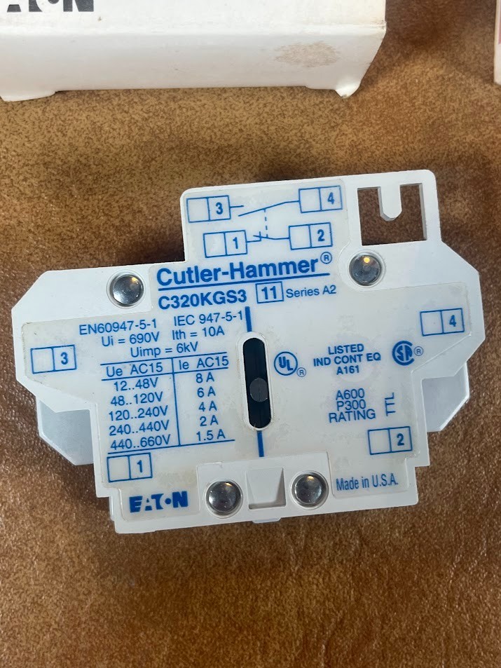 CUTLER HAMMER C320KGS3 AUXILIARY CONTACT SERIES A2 Lot of 3