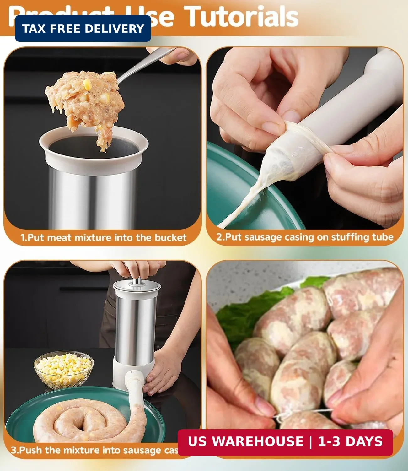 Sausage Stuffer Machine Vertical Sausage Maker, 2025 New Stainless Steel Homemad