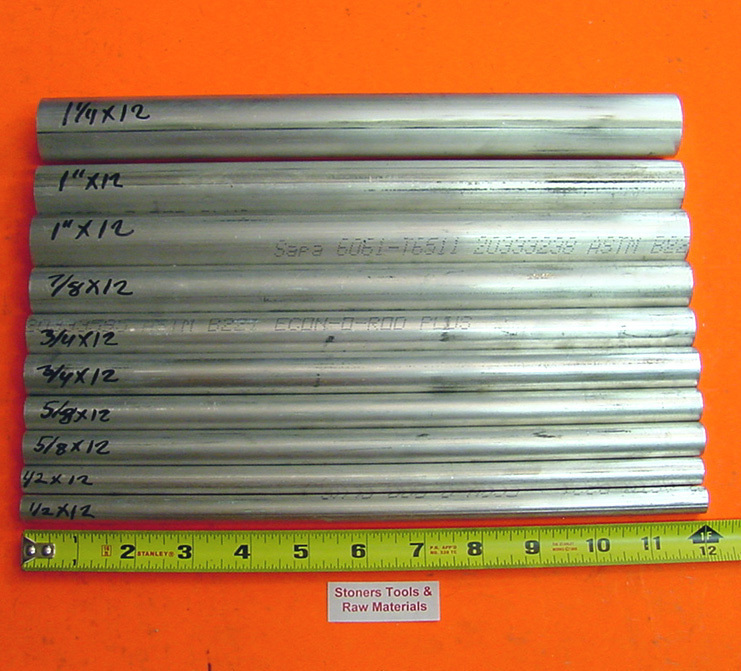 10 Pieces 6061 T6 ALUMINUM ROUND ROD ASSORTMENT 1/2″ To 1-1/4″ Lathe Stock #6.2