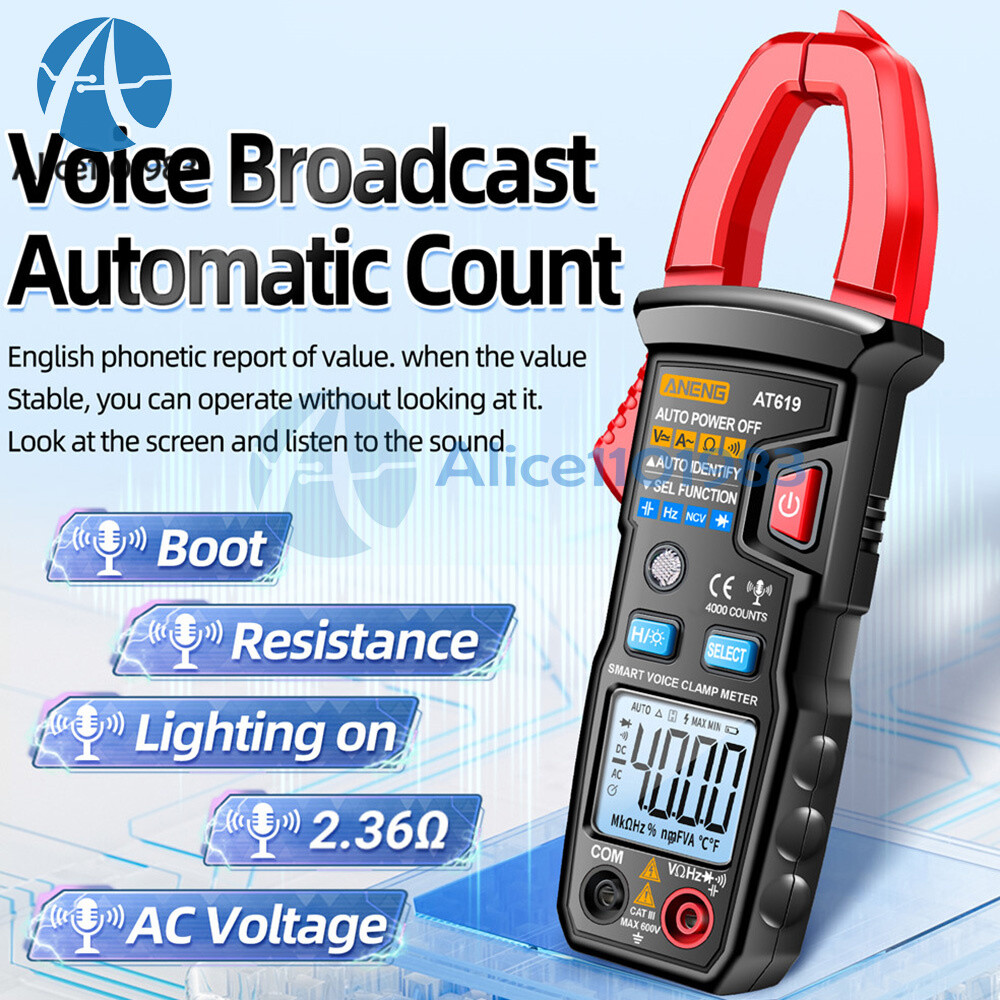 ANENG AT619 Digital Voice Broadcast Multimeter Professional AC DC Clamp Meter