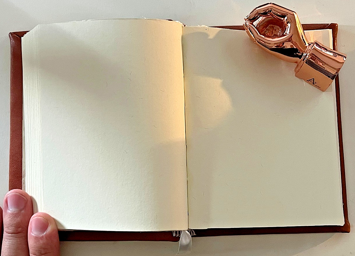 Handmade Leather Journal Hand Sewn Cotton Linen Paper Vintage Boudoir Endpapers