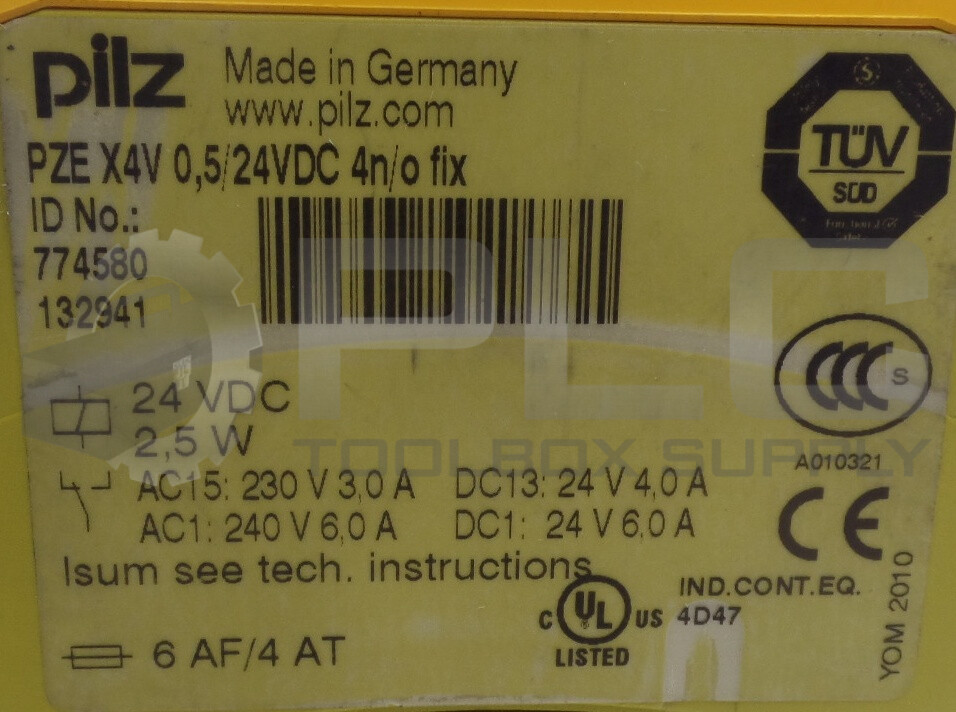 PILZ PZEX4V0,5/24VDC4N/OFIX SAFETY RELAY 774580 132941 PZEX4V0524VDC4NOFIX