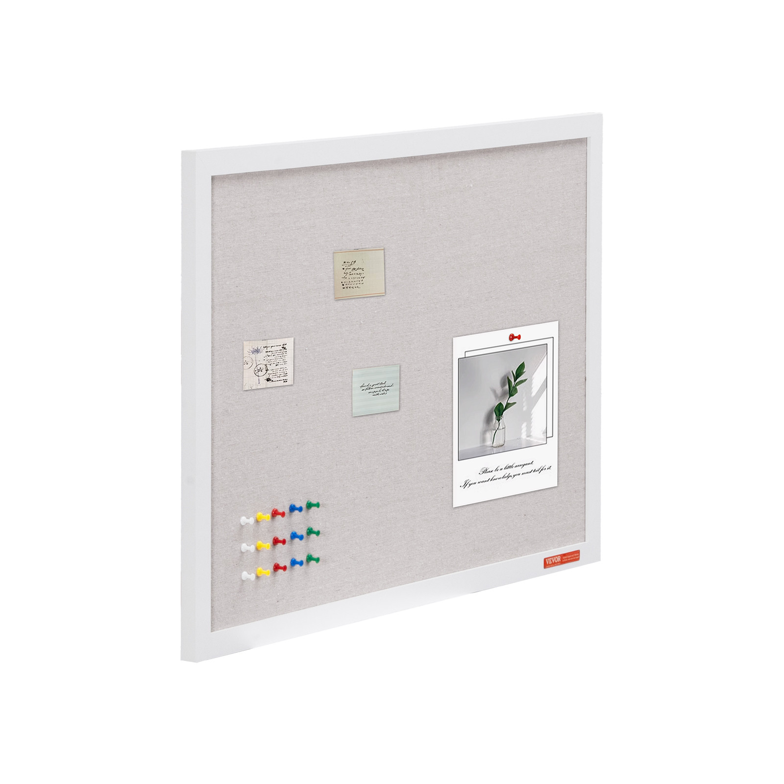 VEVOR 30″x20″ White Cork Board with Linen Surface Wall-Mounted Bulletin Board