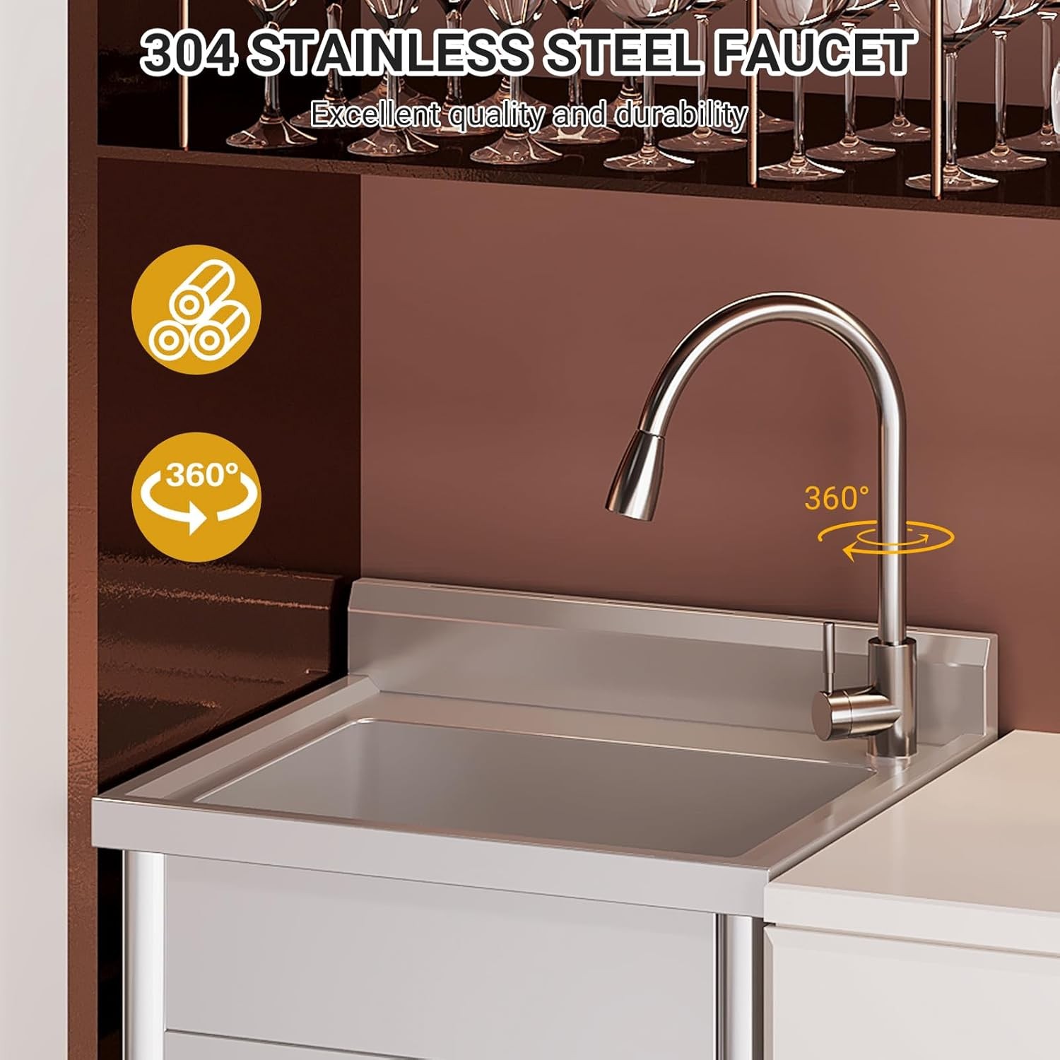 1 Compartment Commercial Sink Stainless Steel Utility Kitchen Prep Table Sink