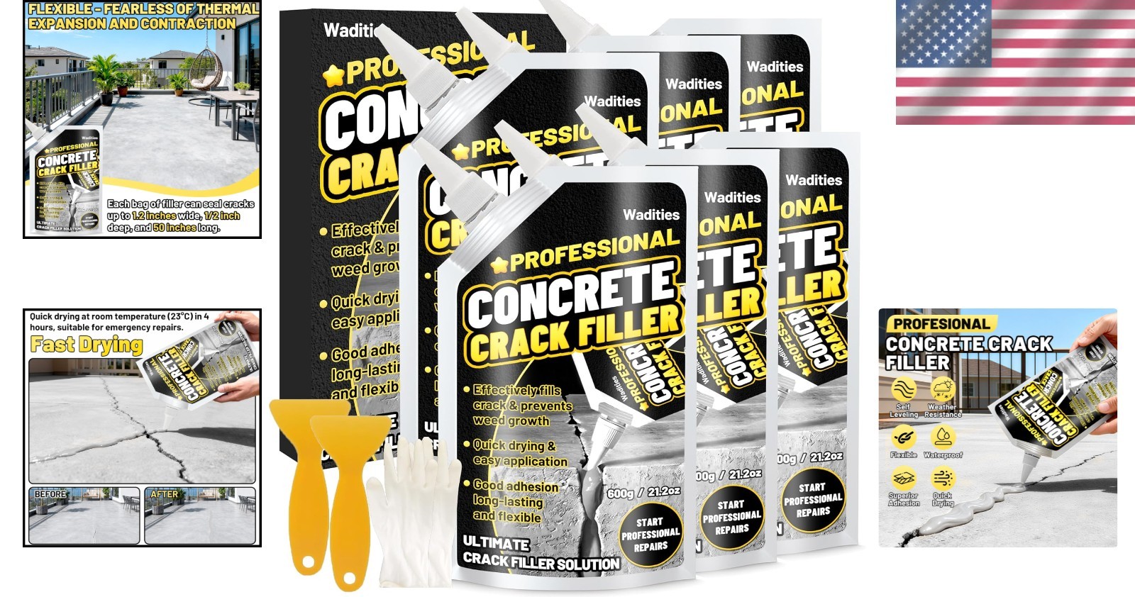 Fast-Drying 8LB Concrete Repair Sealant – Waterproof & High Elasticity Formula