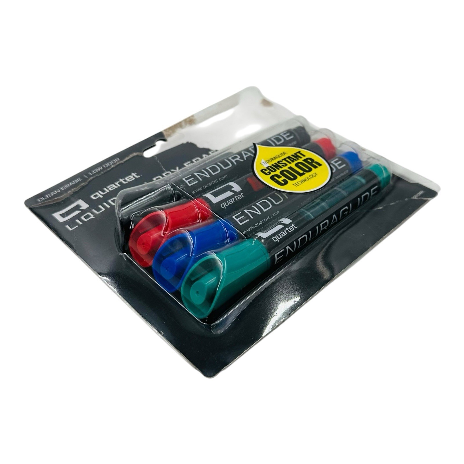 4 Markers Quartet Liquid Ink Dry Erase Markers Black, Red, Blue, Green Chisel