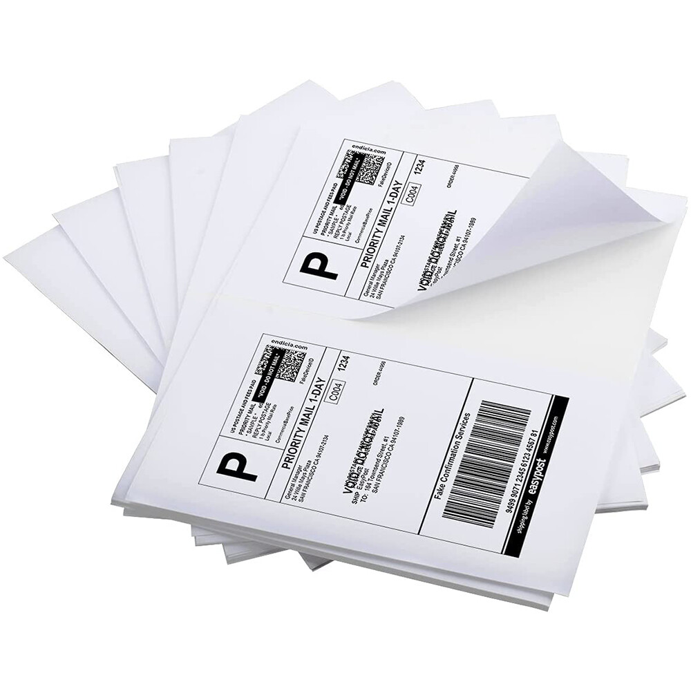 50-2000 Premium 8.5″ X 5.5″ Half Sheet Self Adhesive Shipping Labels 2 Per Sheet