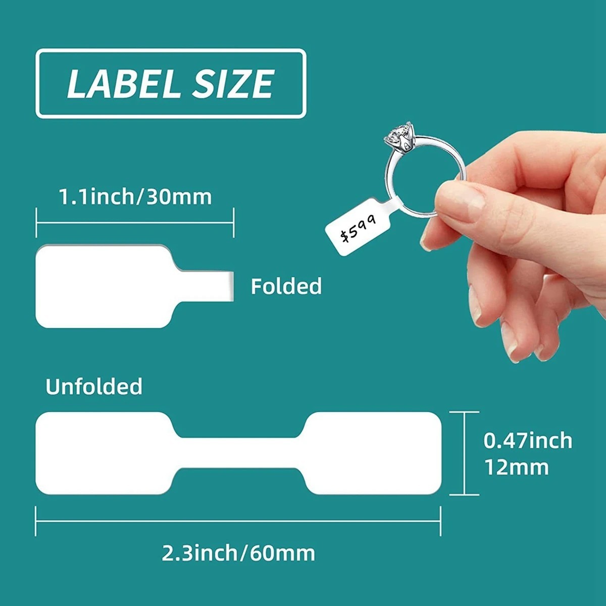 500Pcs Jewelry Tags Roll Price Identify Jewelry Price Tags Stickers Labels Ring