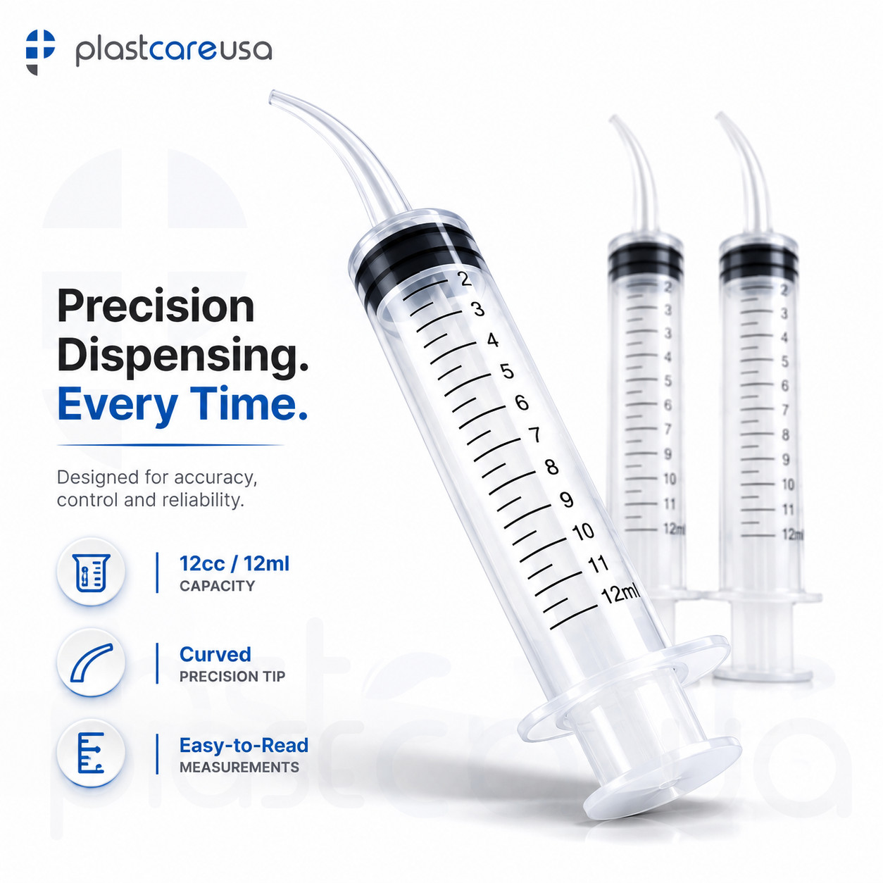12cc Oral Dental Syringes Monoject Style Disposable Plastic Curved Tip (5 Pack)
