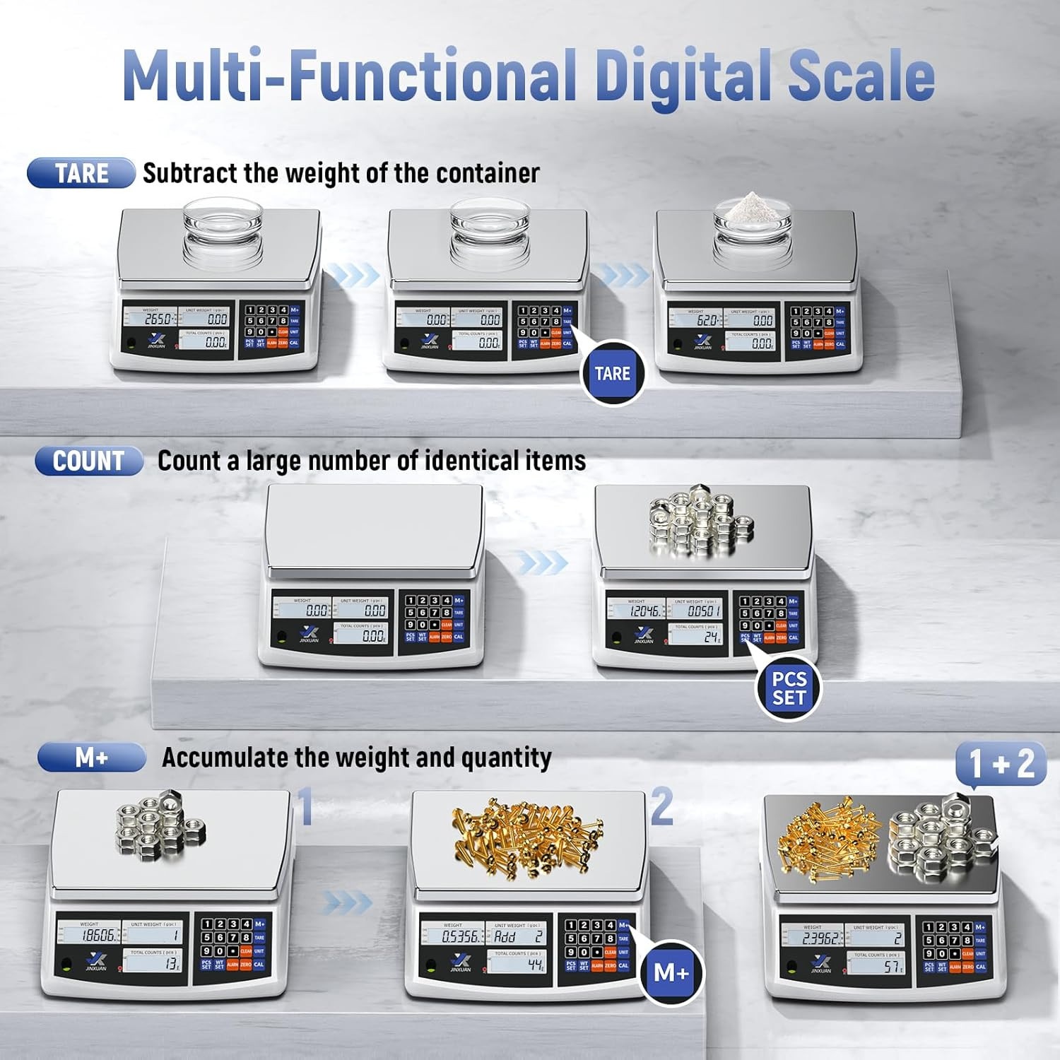 Industrial Counting Scale 30Kg/66Lb X 0.1G Precision Bench Scale Digital Invento