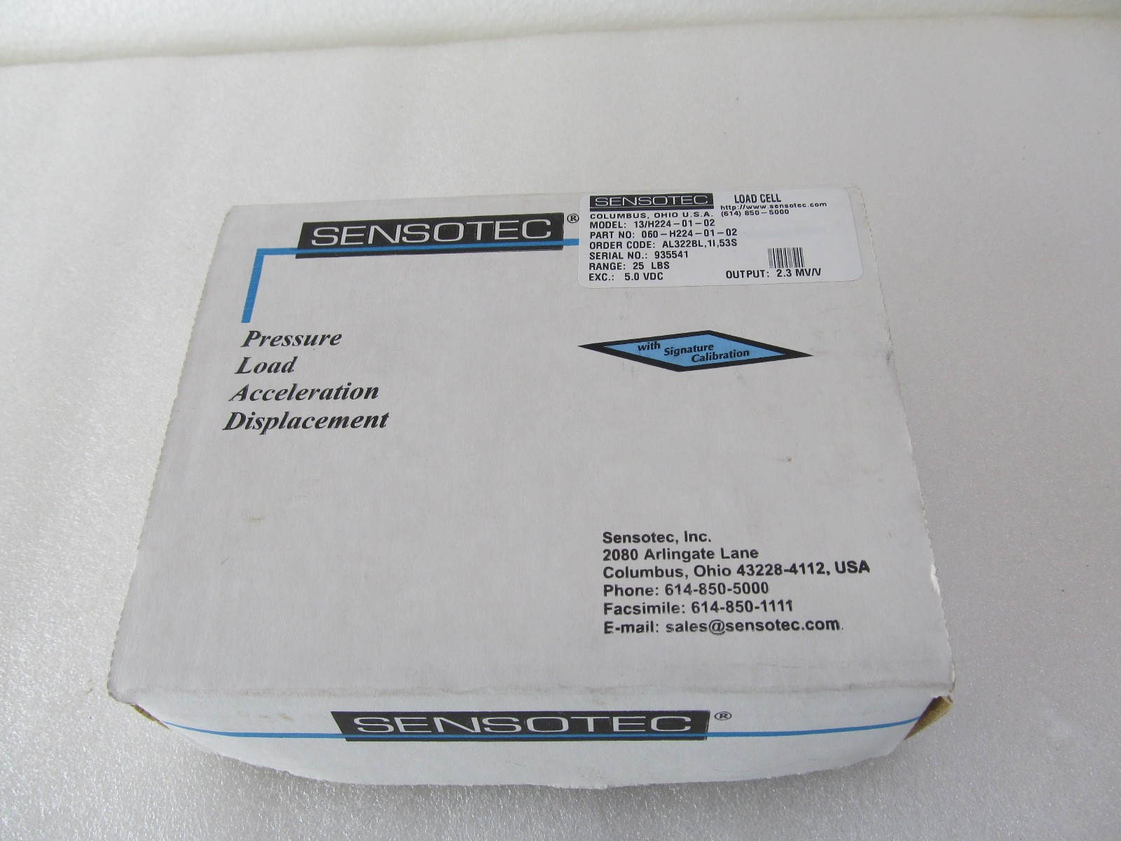 NEW Honeywell Sensotec Load Cell  060-H224-01-02 25LBS 5VDC Output 2.3MV/V
