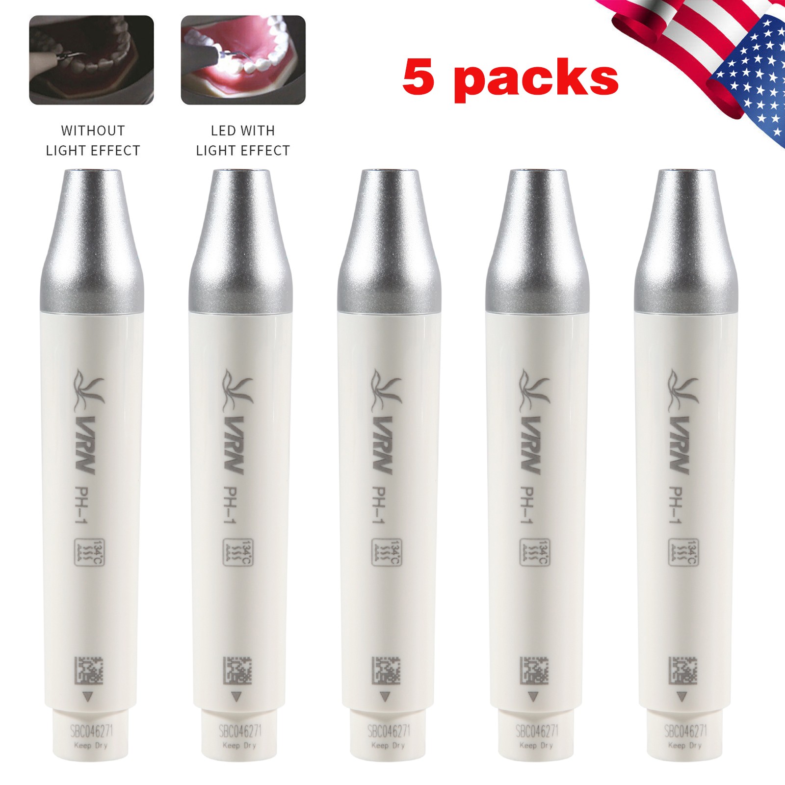 1-10 Dental LED Detachable Scaler Handpiece for Ultrasonic Piezo Scaler VRN-A8