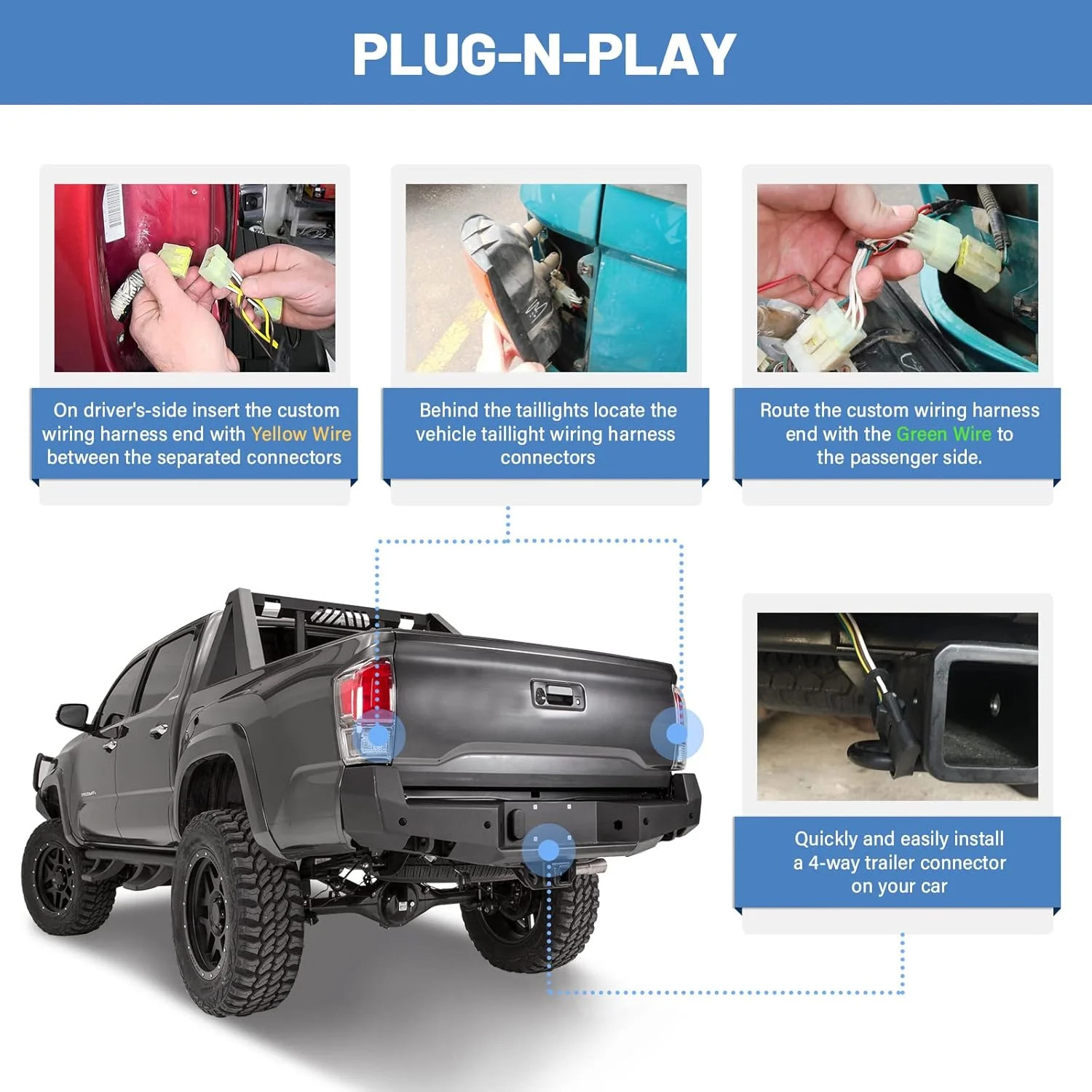 MECMO Multi-Tow 4 Way Flat to 7 Way Blade and 4 Flat Trailer Adapter with Custom