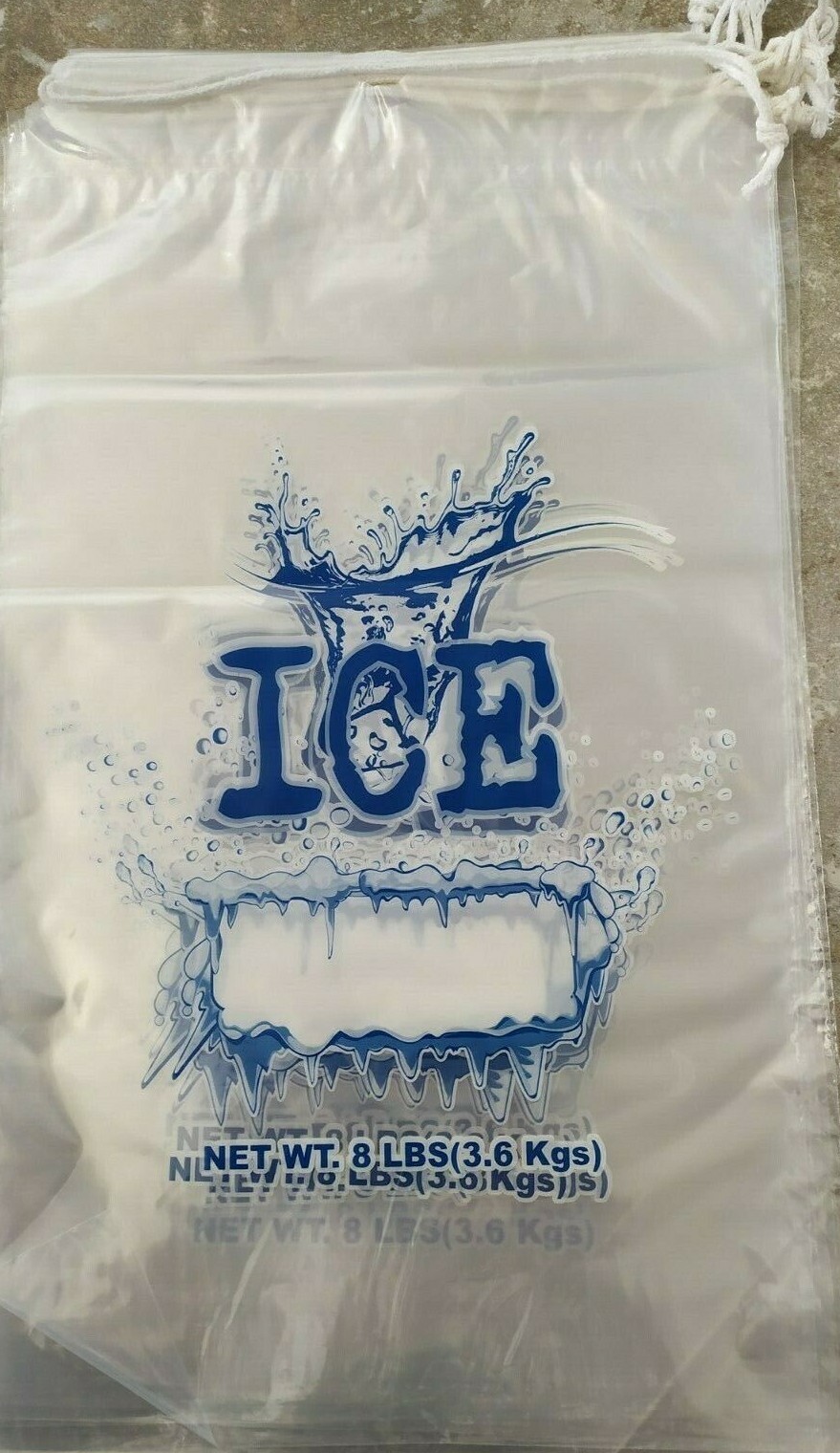 COMMERCIAL 500 PCs Clear 10 LB / LBs 8 LB / LBs Plastic Ice Bag Bags Drawstring
