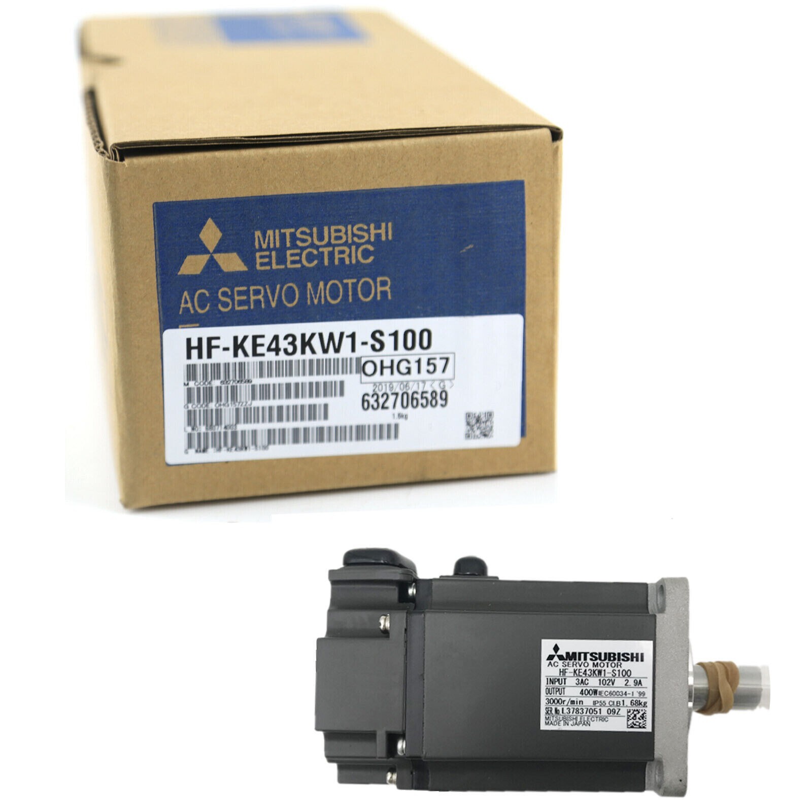 New In Box Mitsubishi HF-KE43KW1-S100 AC Servo Motor