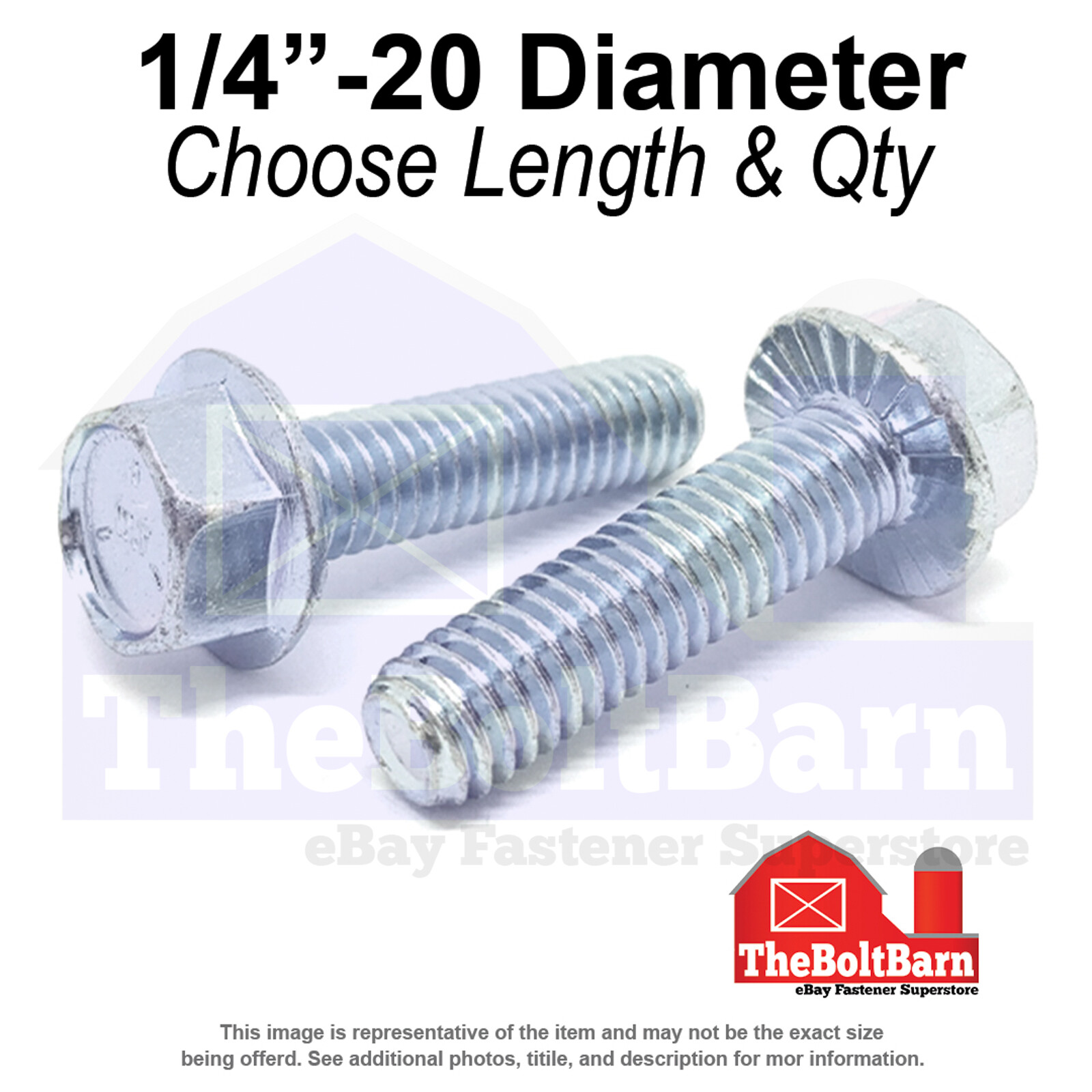 1/4″-20 Grade 5 Serrated Large Hex Flange Screws Bolts Zinc (Pick Length & Qty)