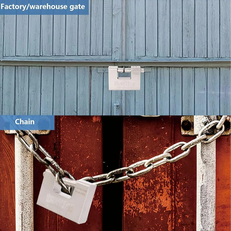 94Mm Padlock with Key, High Security 5 Keys Heavy Duty 1.1 KG D-Shaped Solid Bra