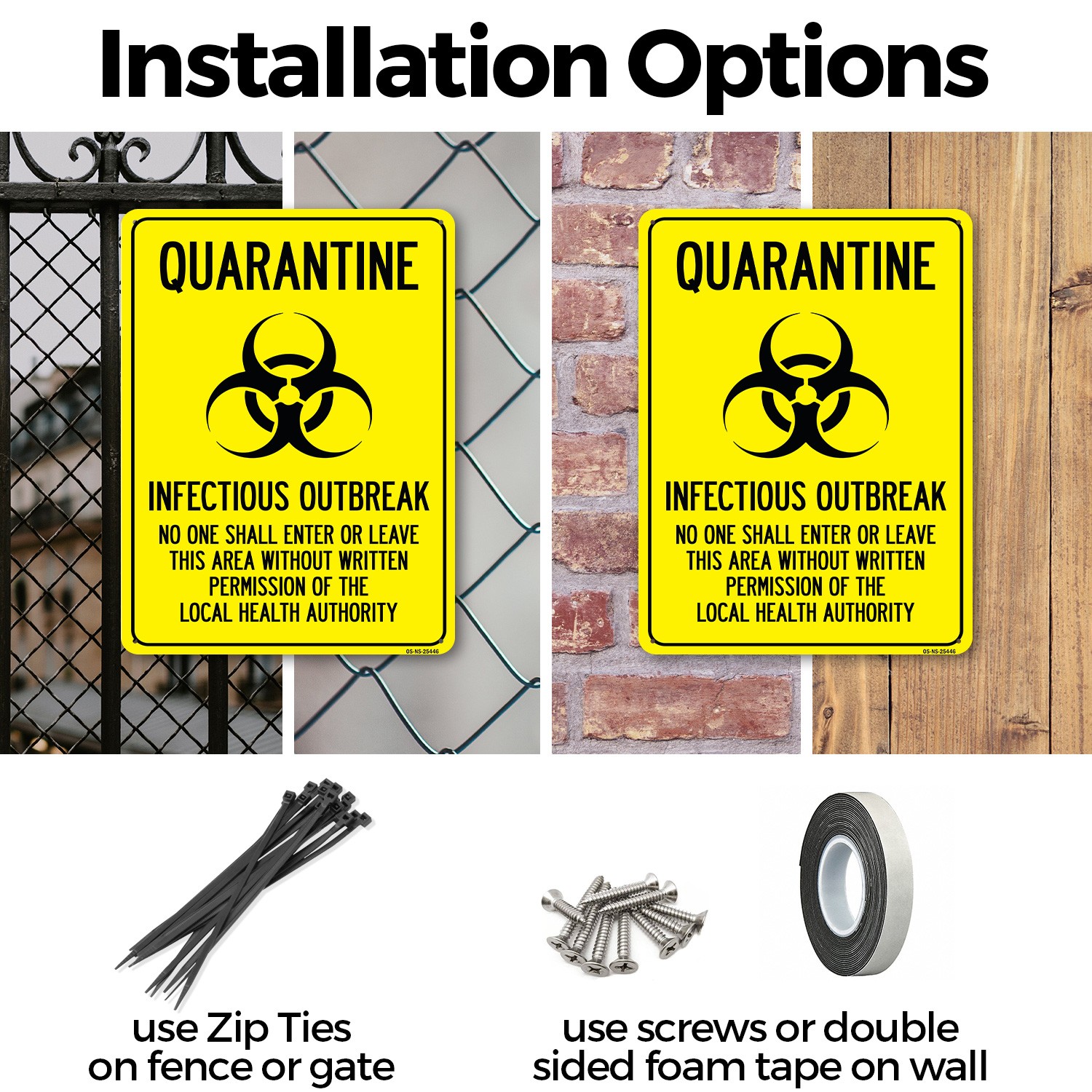 Quarantine Infectious Outbreak No One Shall Enter Public Safety Sign 5/10 Pack