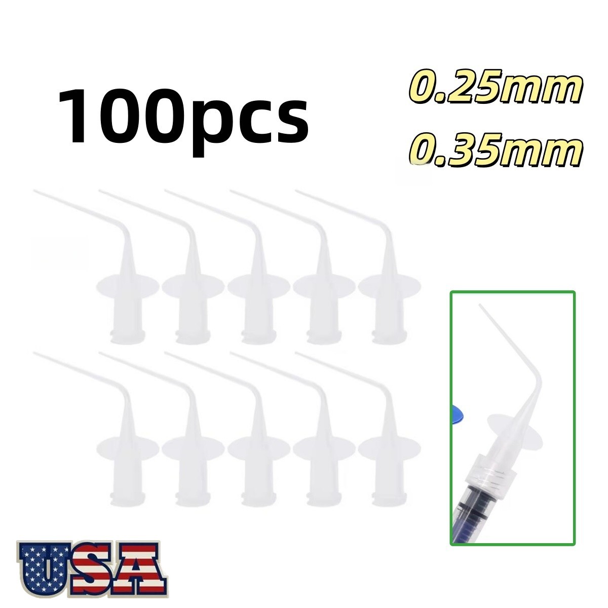 Dental Endo Irrigation Tips Disposable Root Canal Rinsing Tip Syringe Tip 100pcs