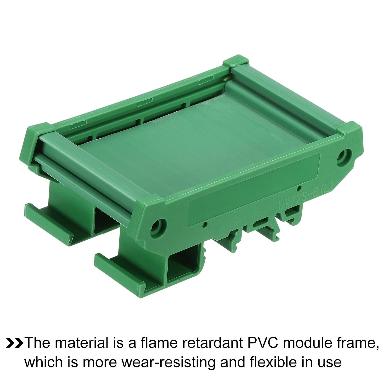 DIN Rail Mount Carrier for 50mm x 72mm PCB, Housing, Bracket, Green