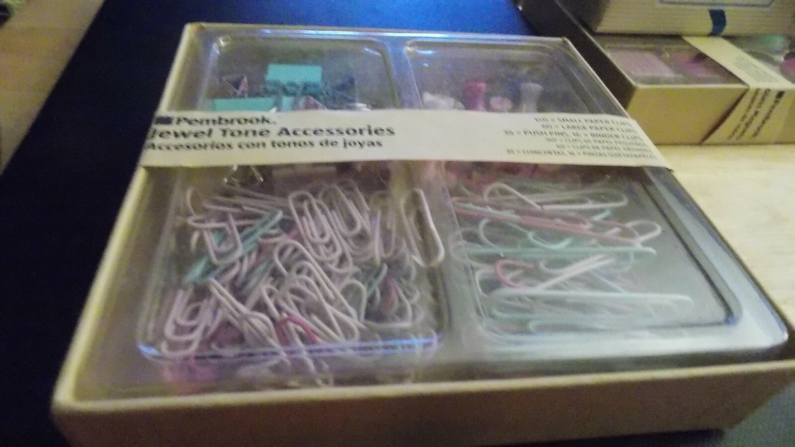 NEW PEMBROOK GEOMETRIC OFFICE ACCESSORIES 251 PCS PAPER CLIPS,PINS,BINDER CLIPS
