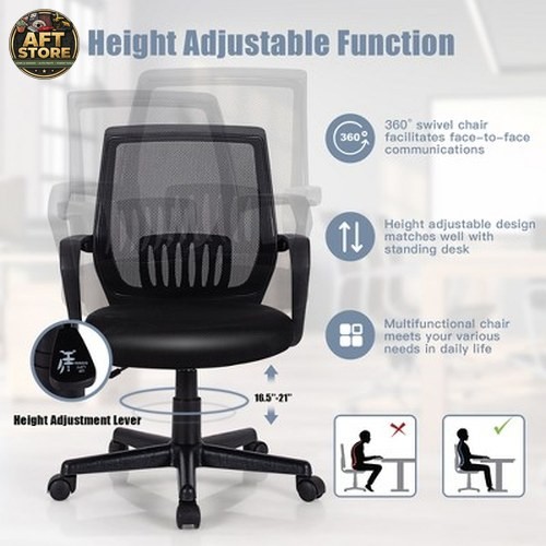 Costway Adjustable Mesh Office Chair with Lumbar Support – Black