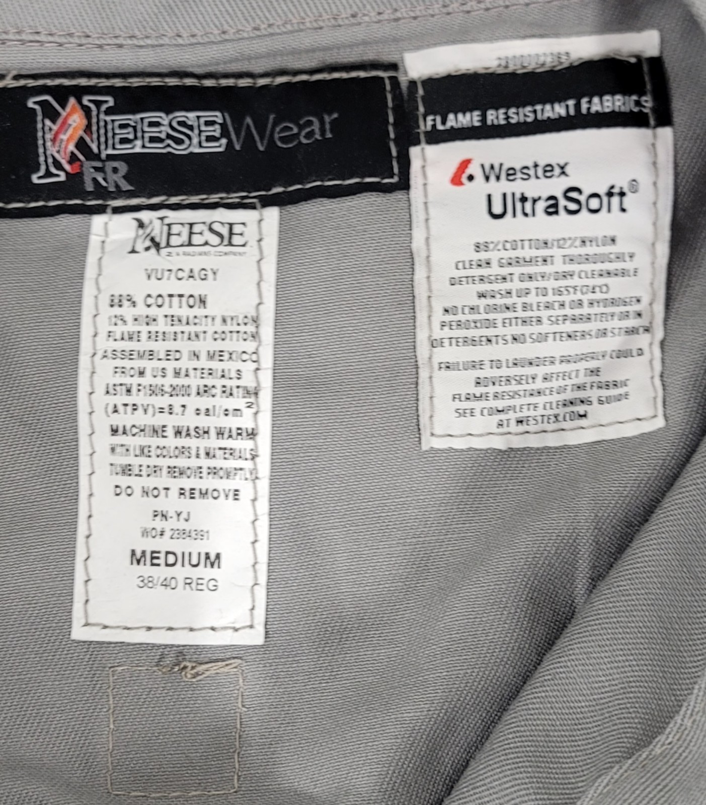 Neese VU7LCAGY Westex UltraSoft FR Men’s Coverall Gray Size Medium 38/40 Regular