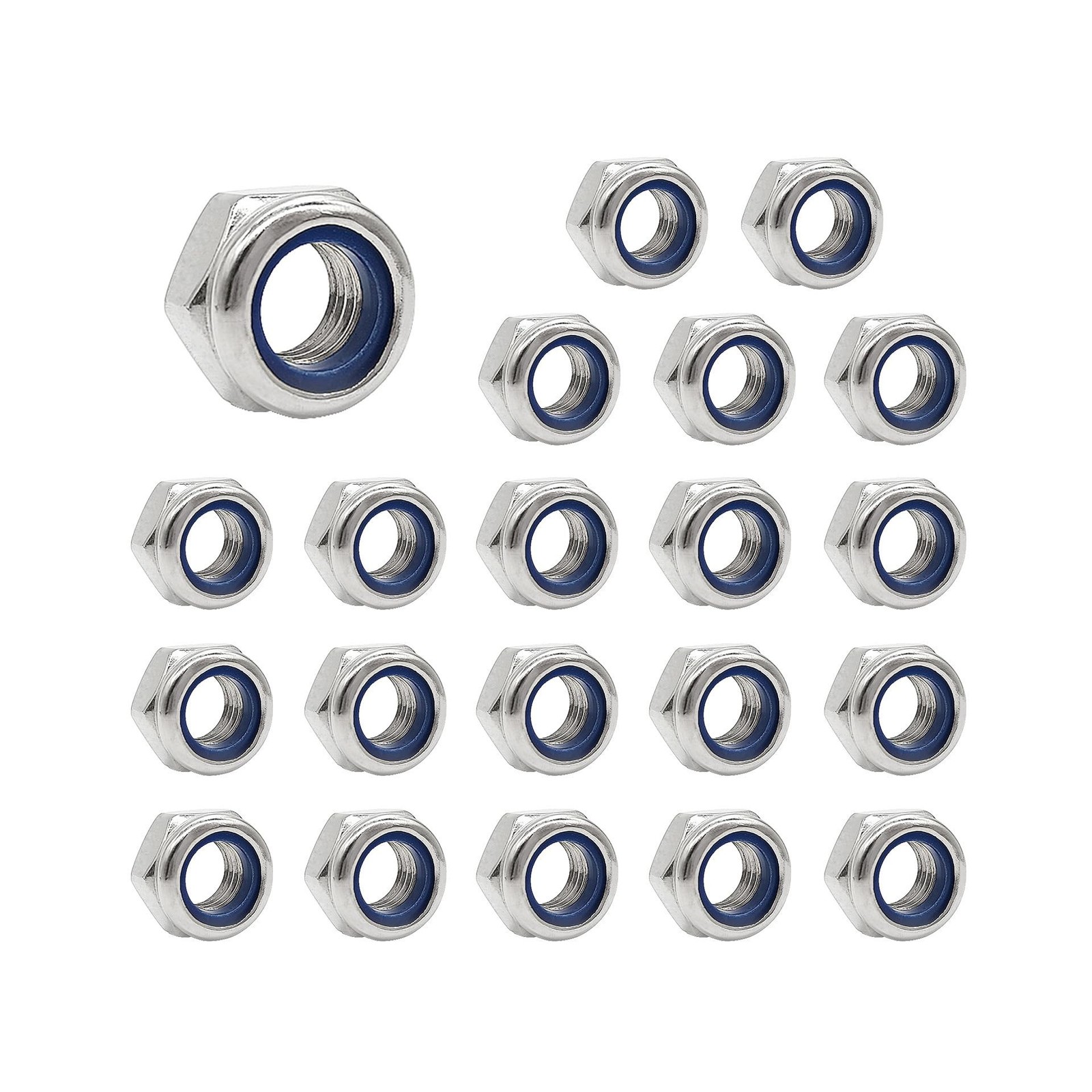 Quacc 20pcs M6 Nyloc Steel Nuts, Nylon Locknuts for Fastener, Nylon Inserted …