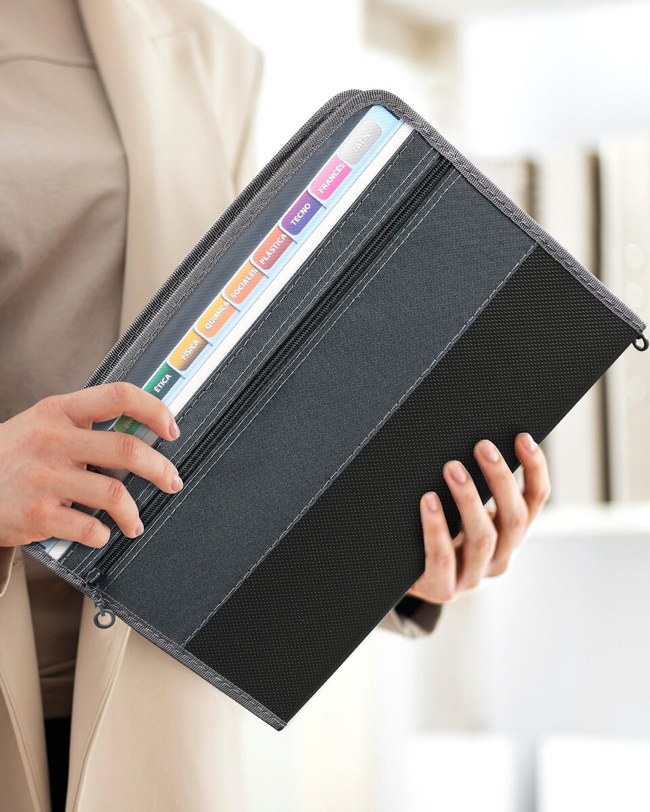 Accordion File Organizer with Zipper 12 Pocket Expanding Folder Document Holder
