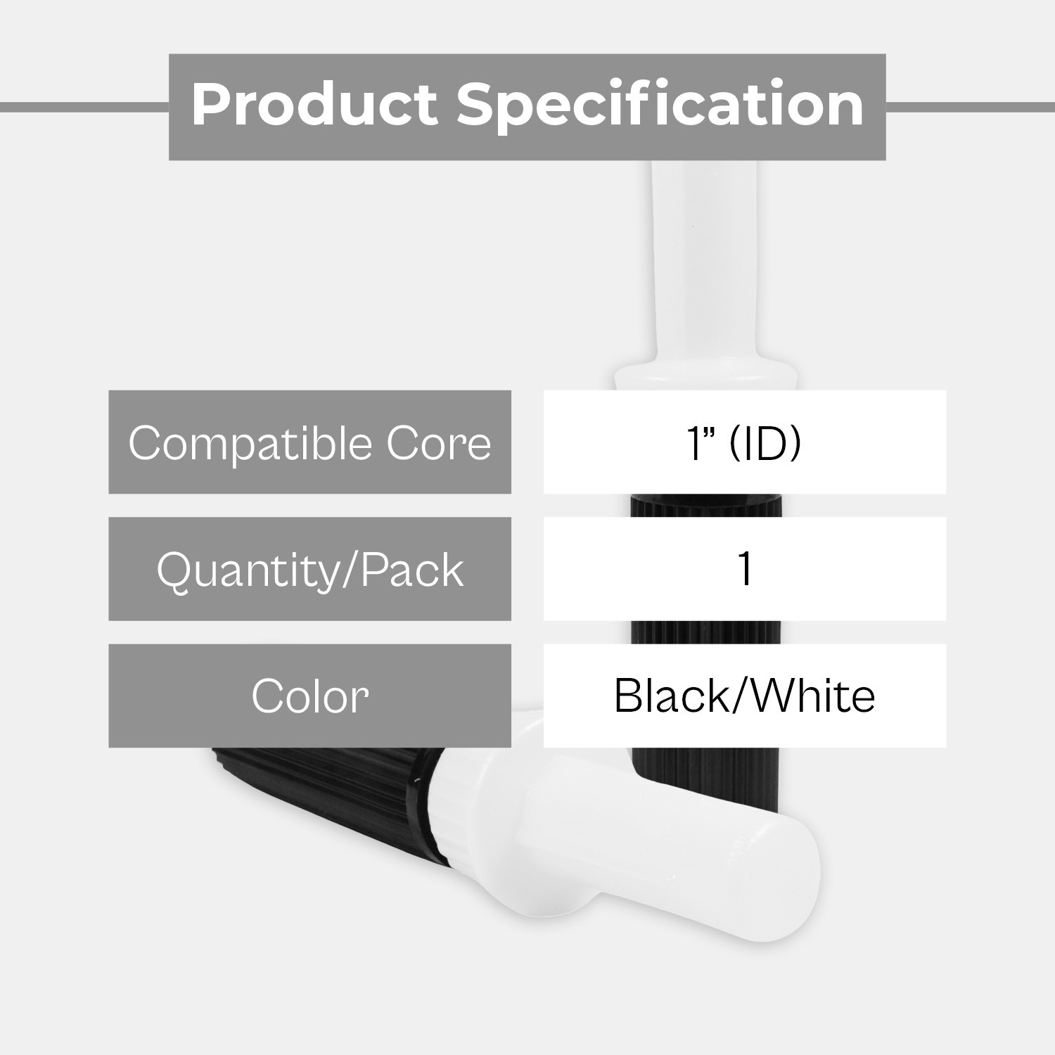 Black And White 1 Swivel Handle For Extended Core And Pipe Stretch Film Wrap