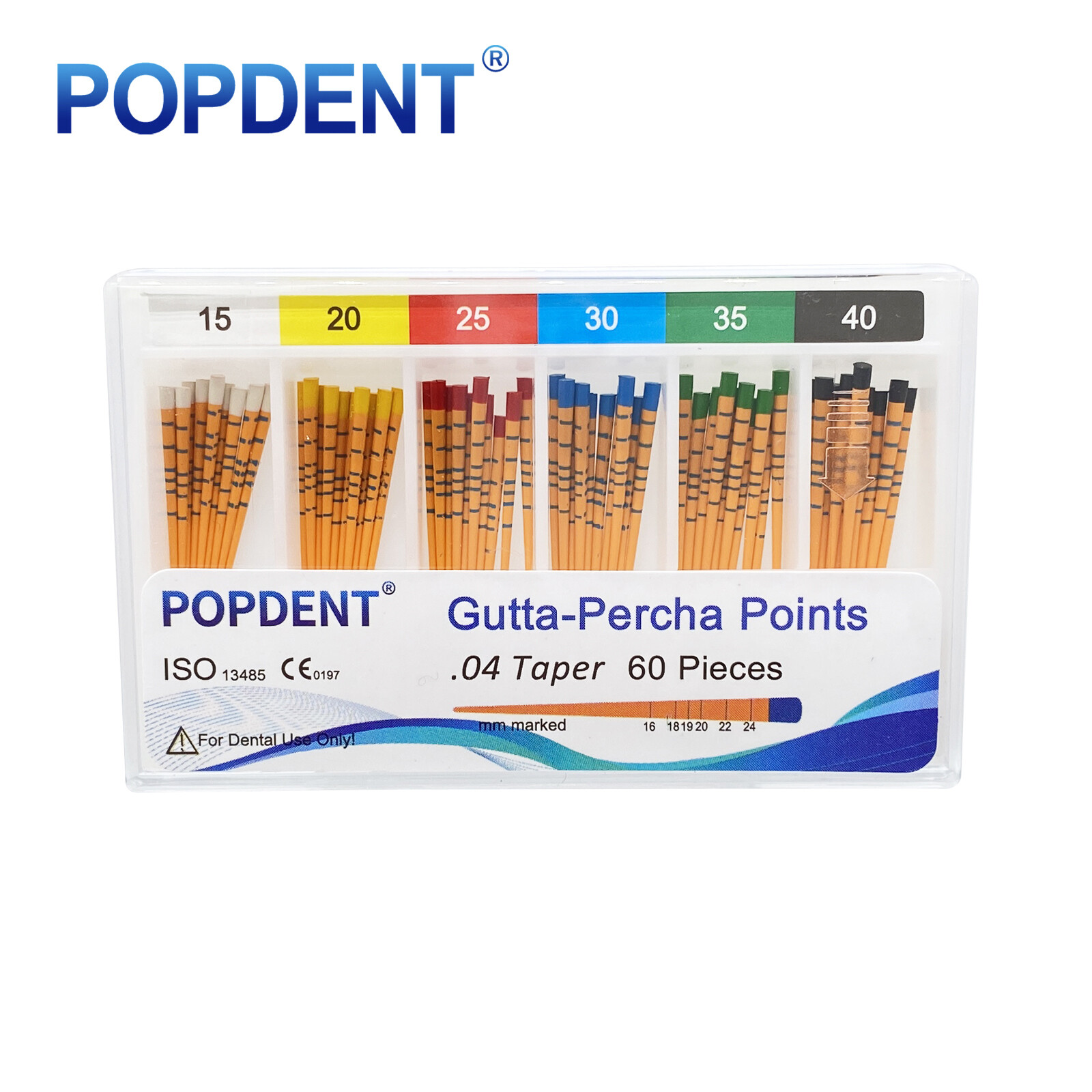 POPDENT Dental Endo Gutta Percha Points Root Canal Taper 0.02/0.04/0.06 #15-#40