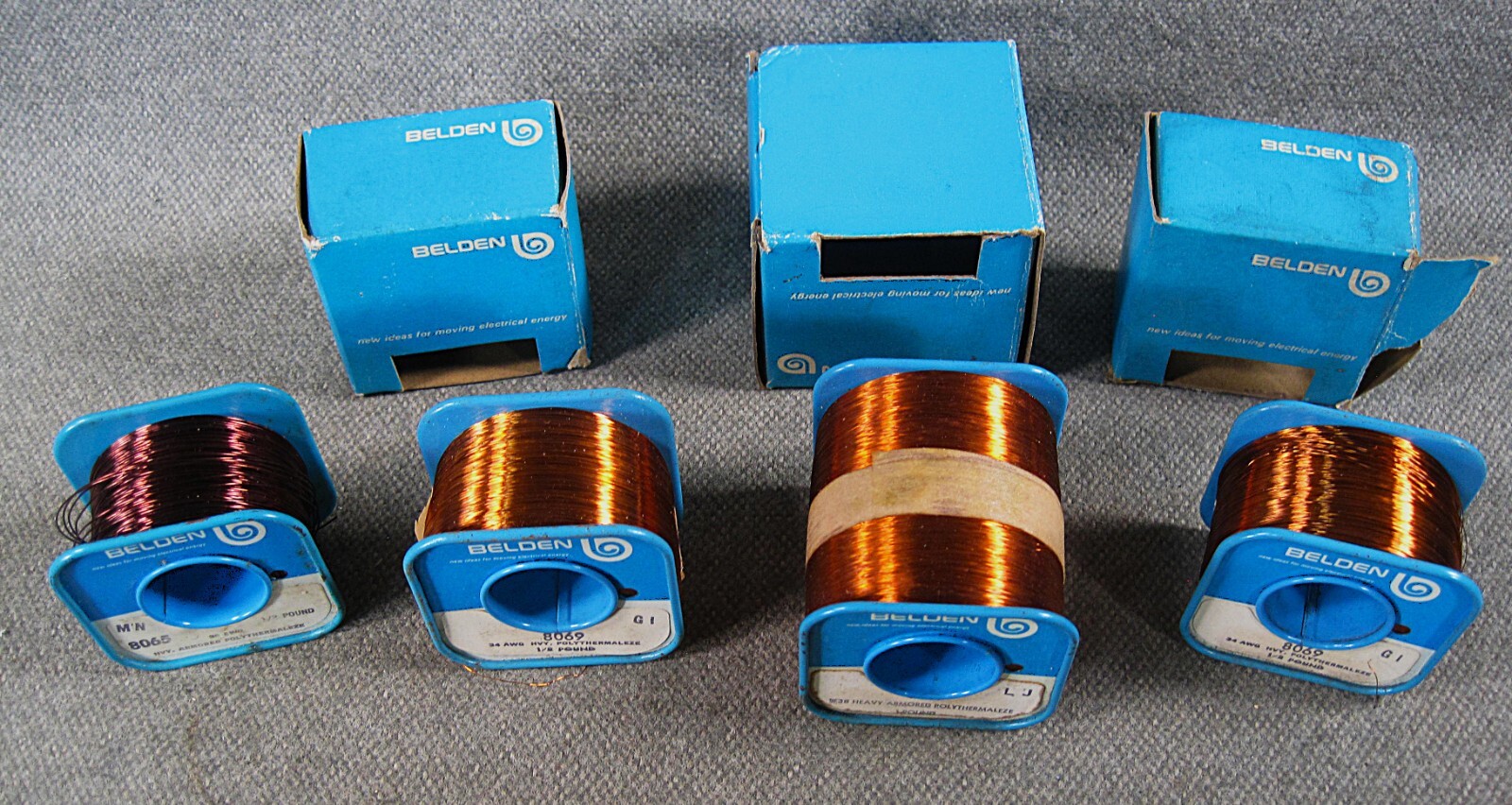 Belden Magnet Wire Lot of 4 Assorted Rolls As Listed Pictured and Weighed.