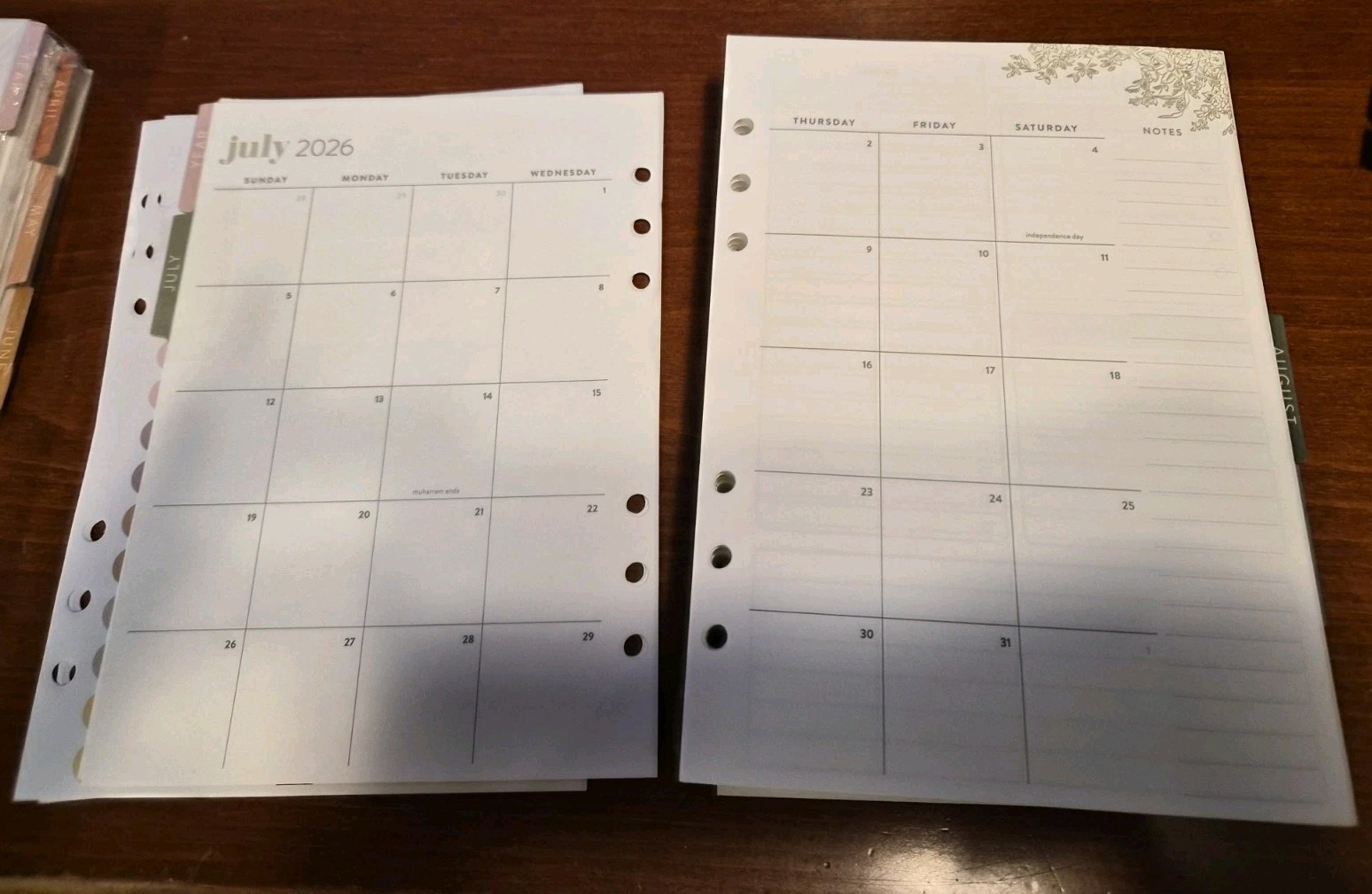 Erin Condren Unused Monthly Weekly And Daily Inserts For The A5 Agenda July 2026