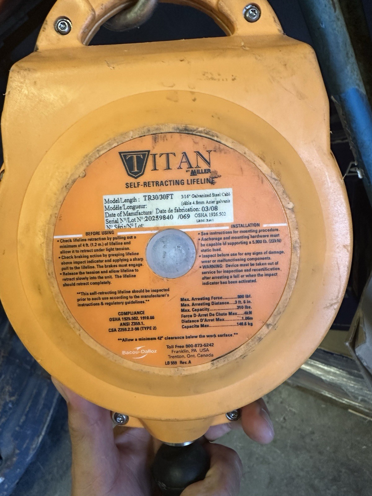 Titan Miller TR30/30FT Selfretracting
