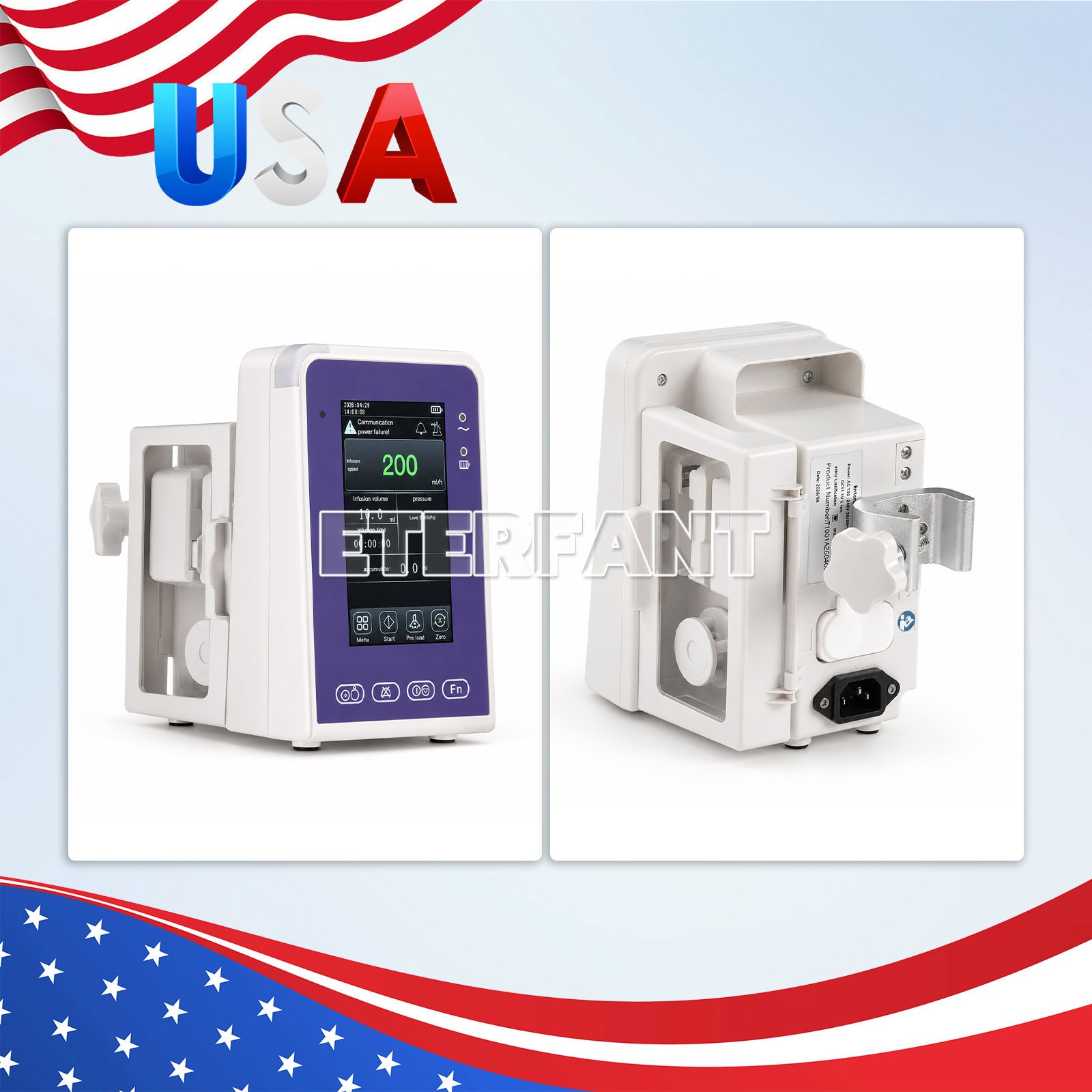 Portable 6-mode LCD Touch Screen Enteral Feeding Pump with Adjustable Pole Clamp